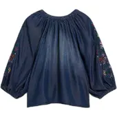 Desigual , Blusa bordada balão, Mulher, Liocel, Azul, M