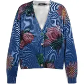 Desigual , Cardigã de flores, Mulher, AlgodÃO, Azul, L