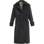 Desigual , Trench coat efeito camurça, Mulher, Poliuretano, Preto, S