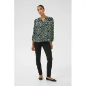 Kaffe Blusa 'KAJanne' verde / verde pastel / preto