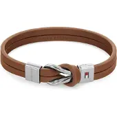 Tommy Hilfiger Moderní náramek z hnědé kůže Braided Knot 2790441