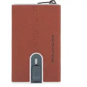Piquadro , Porta-cartões de crédito em couro, sistema deslizante quadrado, marrom, unissex