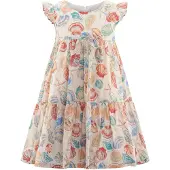 Happy girls Vestido creme / aqua / alperce / coral