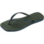 Havaianas Chinelos de dedo 'Slim Square Sparkle' azul escuro / oliveira