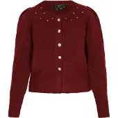 Faina Casaco de malha vermelho escuro