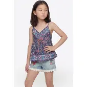 KOROSHI Top navy / oliveira / orquídea / branco