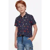 KOROSHI Camisa navy / verde / laranja / vermelho rubi