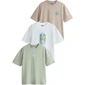 Next Camisa azul néon / taupe / verde pastel / branco