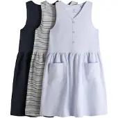 The Set Vestido navy / azul claro / branco