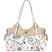 MyMo Pop Mala de ombro 'Pop Eyetheme' camelo / azul claro / vermelho vivo / branco