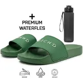 Dutch'd Sapato de praia/banho 'Pool Slide' verde escuro