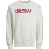 Jack & Jones Sweatshirt 'JORRedhook' azul noturno / vermelho sangue / offwhite