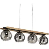 LINDBY Candeeiro suspenso Enrique, cinzento fumado, 4 lâmpadas, vidro, E27