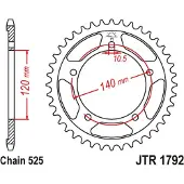 JT Sprockets Roda Dentada Traseira 525 Jtr1792.40 Steel