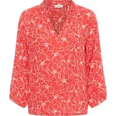 Kaffe Blusa 'KATine Amber' vermelho-alaranjado / branco