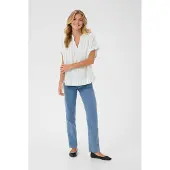 Kaffe Blusa 'KAMilia' azul claro / branco