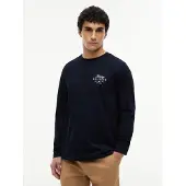 Tommy Hilfiger Camisa 'Logo Long Sleeve' navy / branco