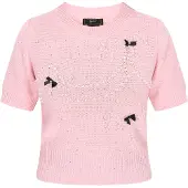 Faina Pullover cor-de-rosa / preto / branco pérola