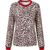 Faina Camisa bege claro / castanho / castanho escuro / vermelho