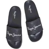 Pepe Jeans para homem. PMS70147 Sliders Slider Young cinzento escuro (44), Plano, Nenhum, Cinza, Beachwear