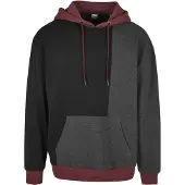 Urban Classics Sweatshirt cinzento escuro / vermelho vinho / preto
