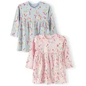 MINOTI Vestido azul pastel / amarelo escuro / cor-de-rosa / pitaya