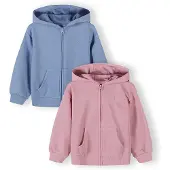 MINOTI Casaco em moletão azul pombo / rosa claro