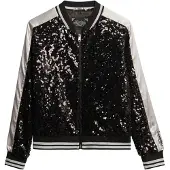 Superdry para mulher. W5011968A Casaco de lantejoulas Suikajan preto (L), Casual, Poliéster