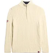 Superdry para mulher. W6110607A Camisola de râguebi Henley bege (L), Casual, Algodão