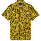 Lyle & Scott Camisa 'Wild Garden' castanho escuro / amarelo / verde escuro / laranja