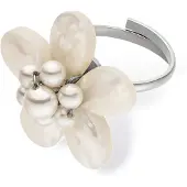 Purelei Anel 'Pearly Flower' prata / branco pérola