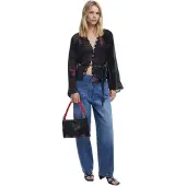 Desigual , blusa flor pixelada, Mulher, PoliÉSter, Preto, XS