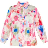 Usha Blusa azul escuro / verde claro / rosa / branco