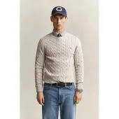 Gant para homem. 8050601 Camisola de malha de tranças bege (S), Casual, Algodão, Clássico