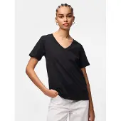 Pieces Camiseta De Manga Curta Com Decote Em V Ria