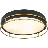 Searchlight Candeeiro de teto Phoenix, Ø 40 cm, preto / latão, IP44