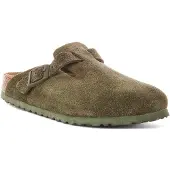 Birkenstock unisex. 1024714 Tamancos de couro Boston (Ajuste Estreito) verde (38), Plano, Nenhum, Casual