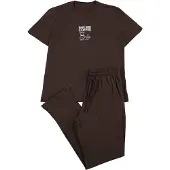 Trendyol Pijama comprido castanho / branco