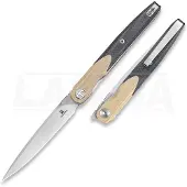 Bestechman Navalha Lanza - Satin + Stonewash - G10, caqui, preto