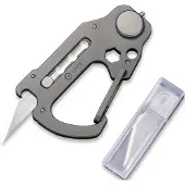 CIVIVI Polymorph Titanium Carabiner Keychain Multi-Tool, cinza