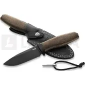 Lionsteel Acha AH B BLG Blackwashed M390, Green Burlap Micarta, Black Titanium Guard, faca fixa