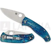 Spyderco Navalha Tenacious Blue Titanium Disarray D2