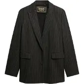 Superdry para mulher. W5012032A Blazer Pinstripe Boyfriend cinza (S), Casual, Clássico, Poliéster
