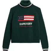 Superdry para mulher. W6110538A Camisola Americana Roll verde (M), Casual, Algodão