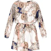 Faina Vestido de cocktail marinho / ouro / alperce / branco