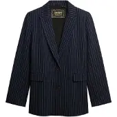 Superdry para mulher. W5012032A Americana Pinstripe Boyfriend marinho (L), Casual, Clássico, Poliéster