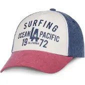 Ocean pacific Boné desportivo 'Capo Mannu' azul ganga / vermelho sangue / offwhite