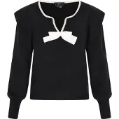 Faina Pullover preto / branco lã