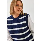 Bianco Lucci Pullover azul / branco