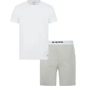 G-Star Pijama curto 'Slate' acinzentado / preto / branco